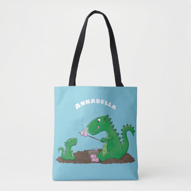 Bolso De Tela dragones cortos asando malvaviscos personalizado (Anverso)