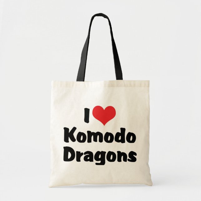 Bolso De Tela Dragones de Komodo Me Encantan Corazón (Frente)