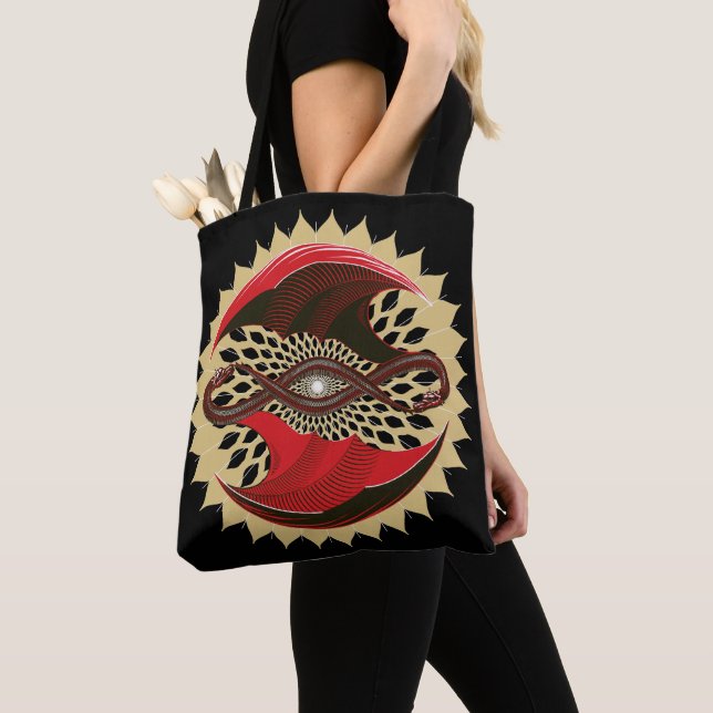 Bolso De Tela Dragones entrelazados (Detalle)