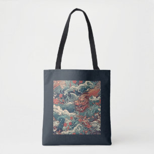 Bolso De Tela Dragones marinos de arte de tatuajes japoneses