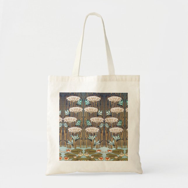 Bolso De Tela Dragonflies Water Lilies Marsh Art Nouveau (Frente)