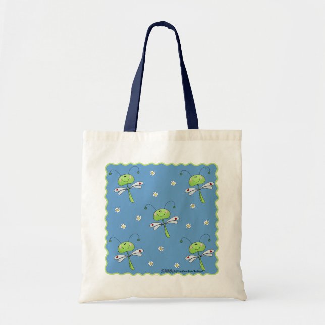 Bolso De Tela Dragonflies y Daisies (Frente)