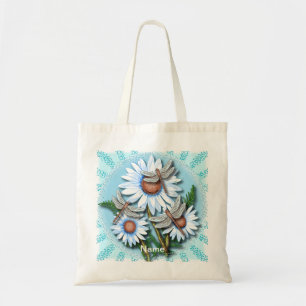 Bolso De Tela Dragonfly Blue Daisisies