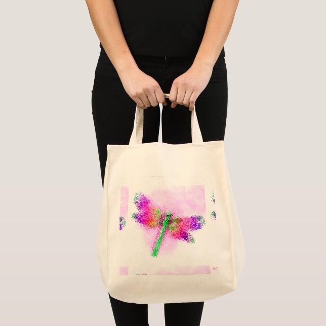 Bolso De Tela Dragonfly de vidrio manchado (rosa) (Anverso (producto))