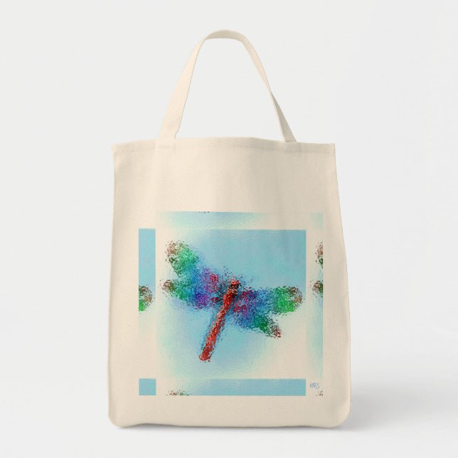 Bolso De Tela Dragonfly de vidrio templado (azul) (Frente)