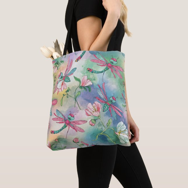 Bolso De Tela Dragonfly floral (Detalle)