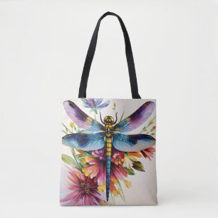 Bolso De Tela Dragonfly Floral Multicolor Art