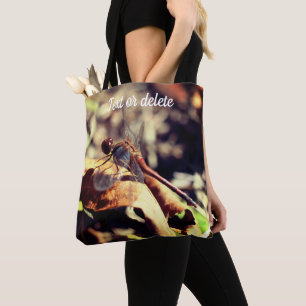 Bolso De Tela Dragonfly on Dried Leaf Close Personalizado
