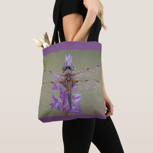 Bolso De Tela Dragonfly on Purple Flower (Detalle)
