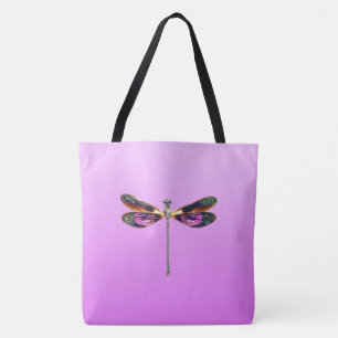 Bolso De Tela Dragonfly - plata, oro, púrpura y negro