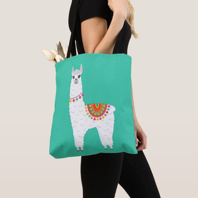 Bolso De Tela Drama de llama de los graciosos Alpaca lindo anima (Detalle)