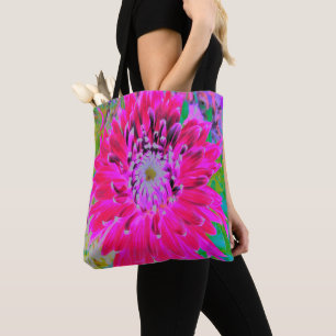 Bolso De Tela Dramática flor de Dahlia roja y rosa