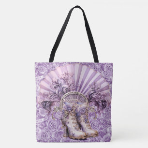 Bolso De Tela Dramático Ventilador Lilac Steampunk y Boots Gran