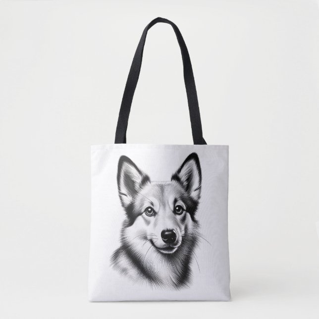 Bolso De Tela Drawing Norwegian Lundehund (Anverso)