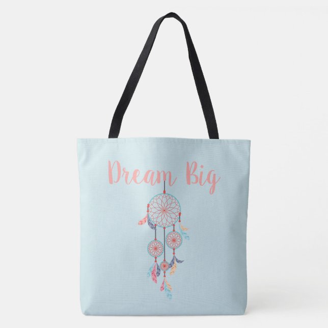 Bolso De Tela Dream Big Dreamcatcher Bohemian Dream Catcher (Anverso)