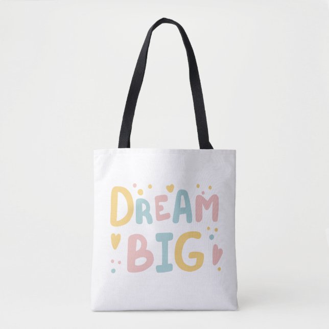 Bolso De Tela Dream Big Pastel Hearts (Anverso)