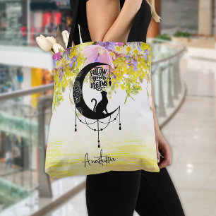 Bolso De Tela Dreamcatcher con gato Seguir sus sueños
