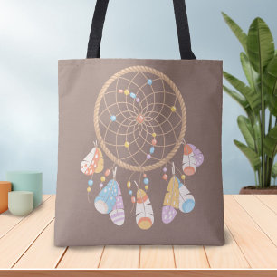 Bolso De Tela Dreamcatcher del Boho Tribal en Brown