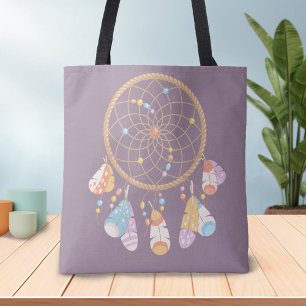 Bolso De Tela Dreamcatcher del Boho Tribal en Purple