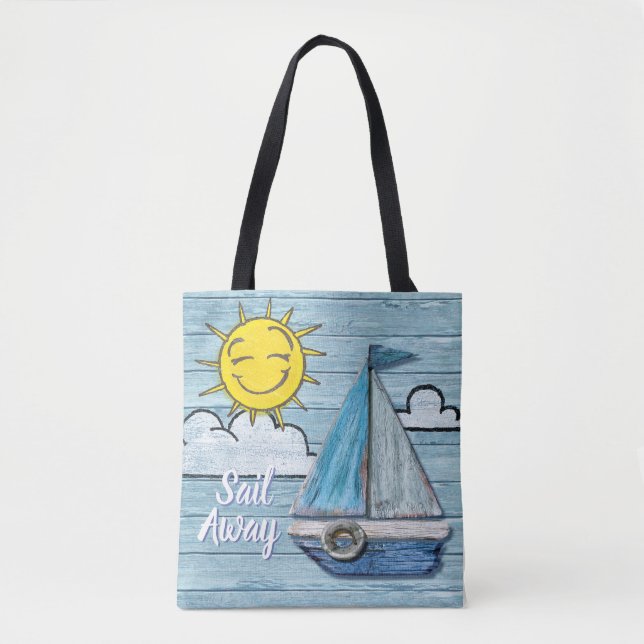 Bolso De Tela Driftwood Beach design Yacht tote bag. (Anverso)