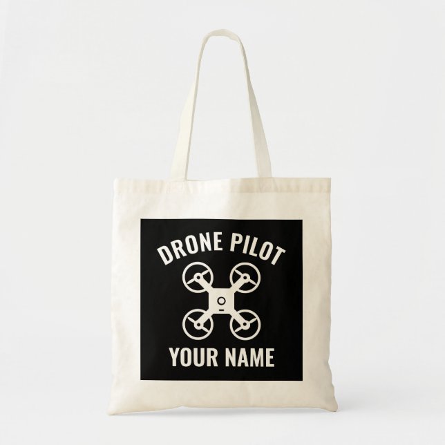 Bolso De Tela Drone pilot tote bag with custom quadcopter logo (Frente)