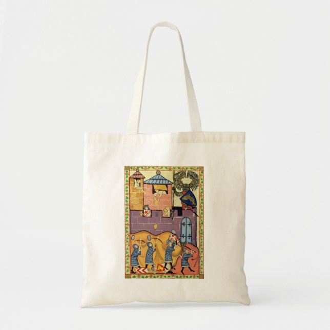 Bolso De Tela Dropping Rocks, Manesse del Codex del Siglo XIV (Frente)