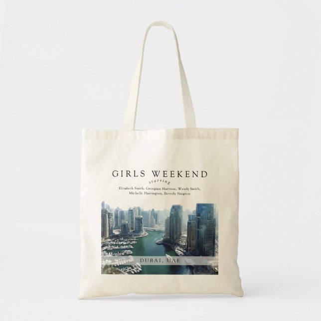 Bolso De Tela Dubai Skyline Watercolor Girls Weekend (Frente)