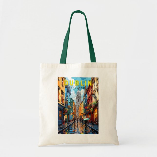 Bolso De Tela Dublin Ireland Travel Art Vintage (Frente)