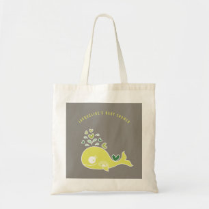 Bolso De Tela Ducha de Bebé Ballena Verde Embarazada de Dibujos