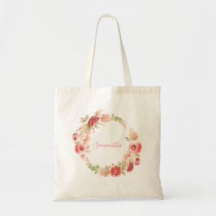 Bolso De Tela Ducha de Bebé Niña Floral Verde Rosa Rosa