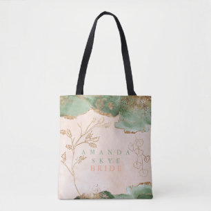 Bolso De Tela Ducha de Novia Abstracta Moderna de Musgo de Oro d