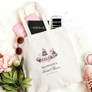 Bolso De Tela Ducha de Novia Acuarela Personalizada Boda