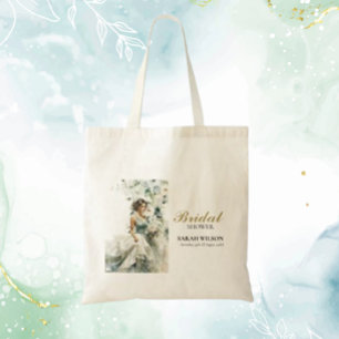Bolso De Tela Ducha de Novia con Verde de Eucalipto Azul Polvori