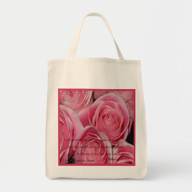 Bolso De Tela Ducha de rosas, St. Teresa, tote (Frente)