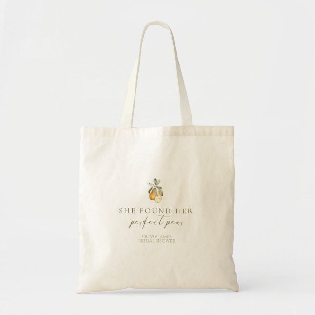 Bolso De Tela Ducha floral perfecta de pera con novia (Frente)