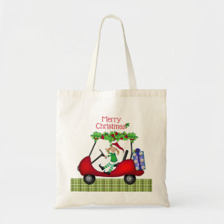 Bolso De Tela Duende 1 del carro de golf de las Felices Navidad