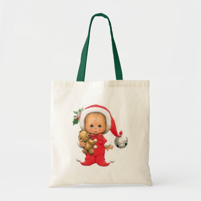 Bolso De Tela Duende y peluche del bebé del navidad (Frente)