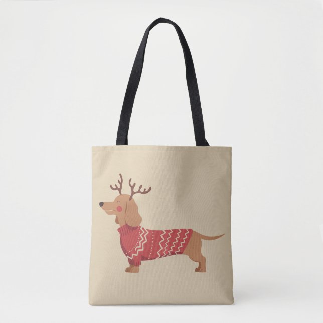 Bolso De Tela Dueño de perros Dachshund Regalo Navidad (Anverso)