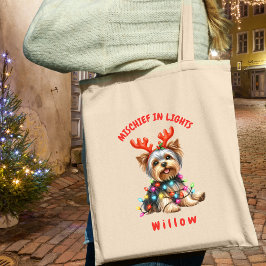 Bolso De Tela Dulce acuarela Yorkshire Terrier Luces festivas