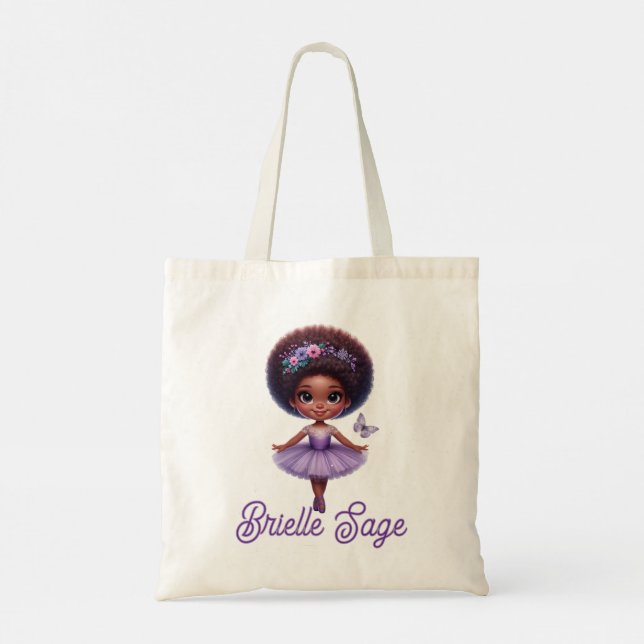 Bolso De Tela Dulce afro Puff Purple Ballerina Chica (Reverso)
