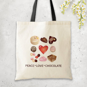 Bolso De Tela Dulce Chic Paz Amor Chocolate Caramelo Corazón