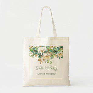 Bolso De Tela Dulce Crema Rosas 80 cumpleaños
