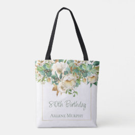 Bolso De Tela Dulce Crema Rosas 80 cumpleaños