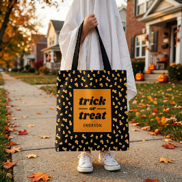 Bolso De Tela Dulce de Calabaza Truco o Trato Monograma de Hallo