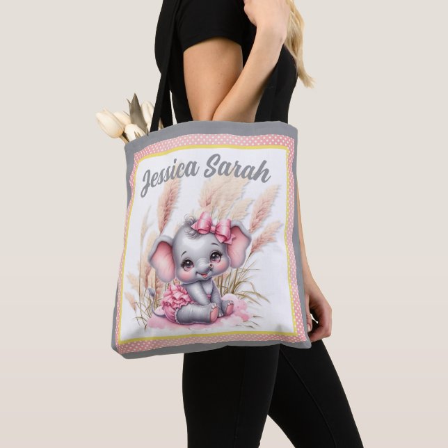 Bolso De Tela Dulce Elefante Rosa - Sonrisas de Mani (Detalle)