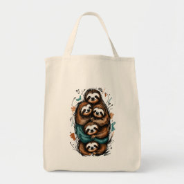 Bolso De Tela Dulce familia de perezosos apilados – Dibujo diver