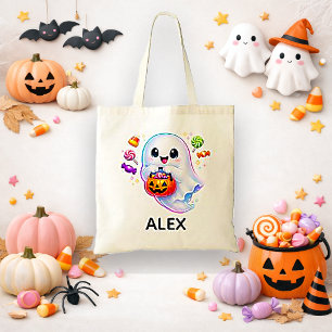 Bolso De Tela Dulce Fantasma Truco o Regalo Blanco Kawaii