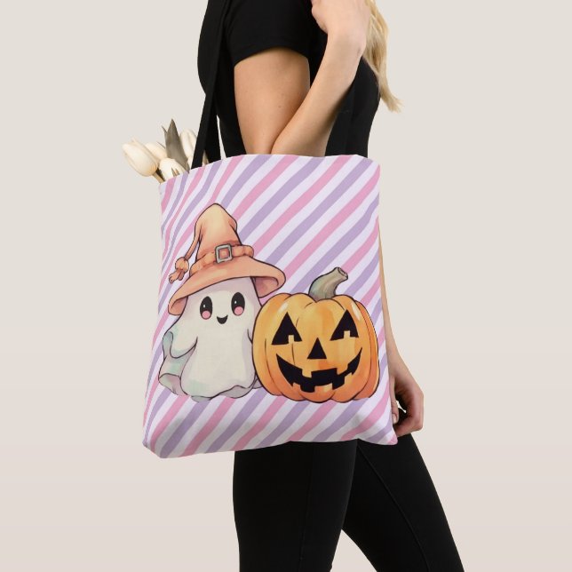 Bolso De Tela Dulce Fantasma y Jack-O' Lantern Halloween (Detalle)