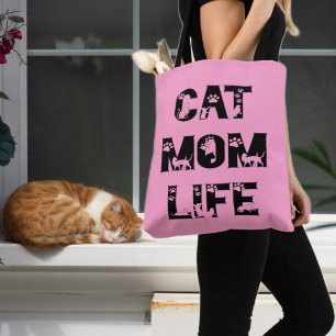 Bolso De Tela Dulce Gato Rosa Vida de Mamá Chic Moderno Día de l