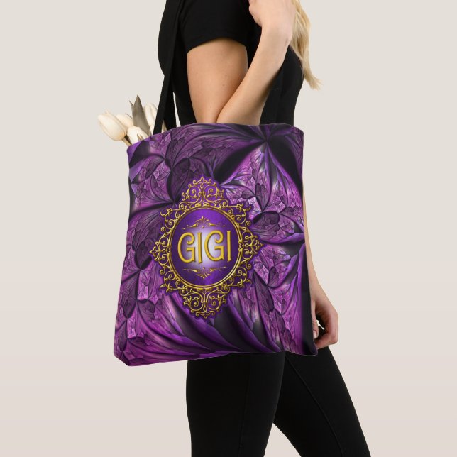Bolso De Tela Dulce GIGI Royal Purple & Gold (Detalle)